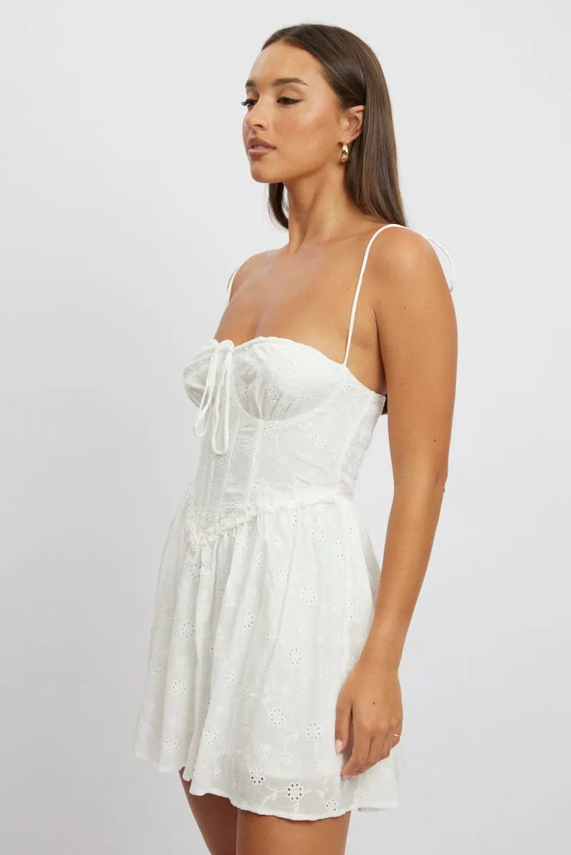 White Fit And Flare Dress Mini Eyelet Fabric sold by Ally Fashion product image thumbnail 3