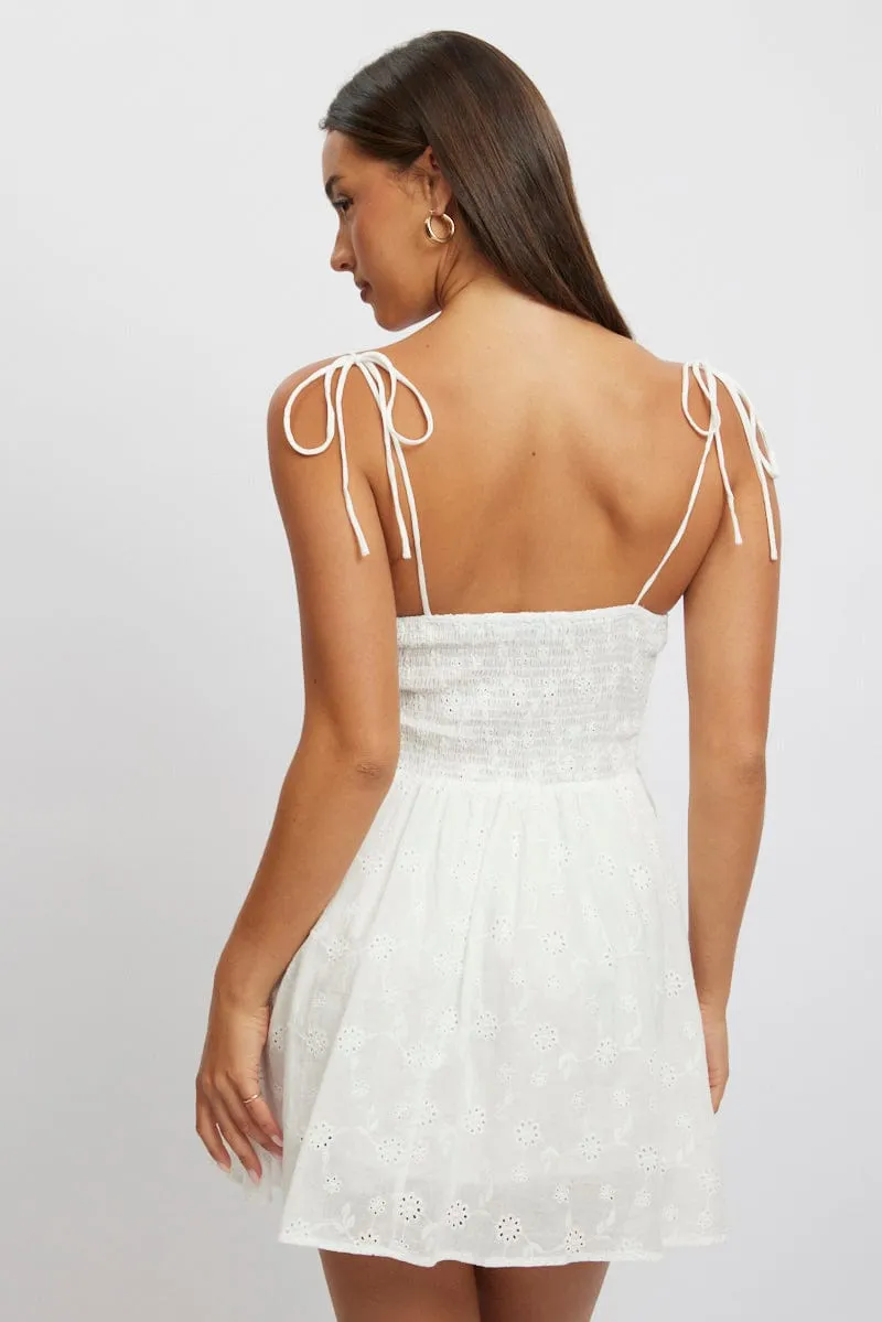 White Fit And Flare Dress Mini Eyelet Fabric sold by Ally Fashion product image thumbnail 4