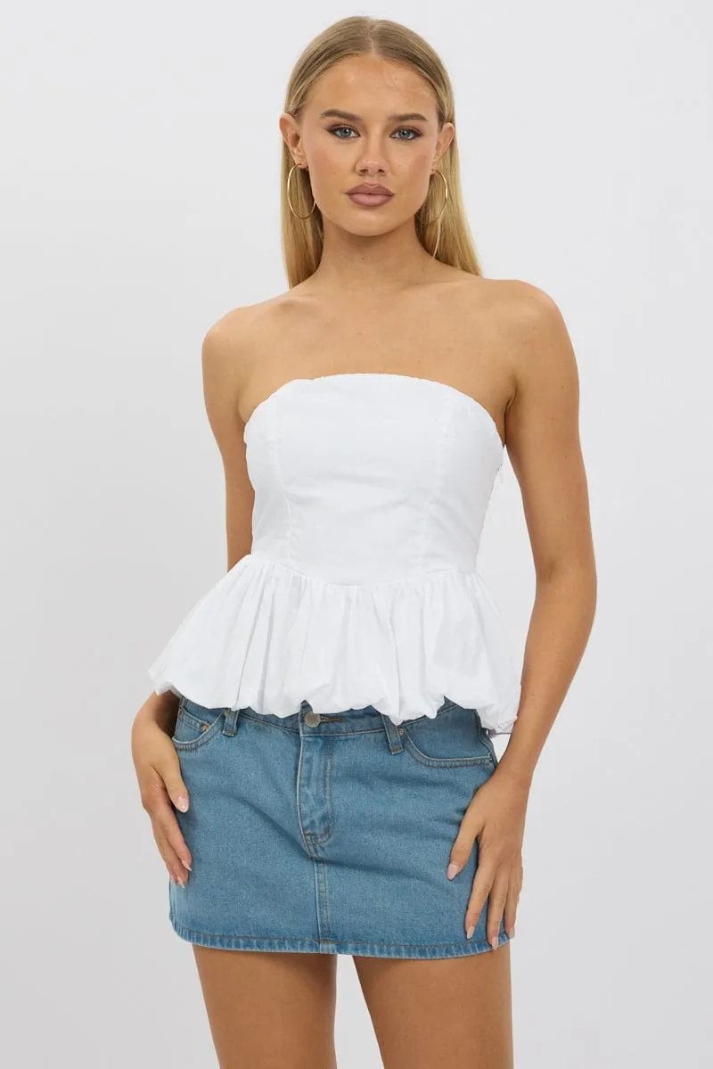 White Bubble Bandeau Top Strapless sold by Ally Fashion product image thumbnail 3