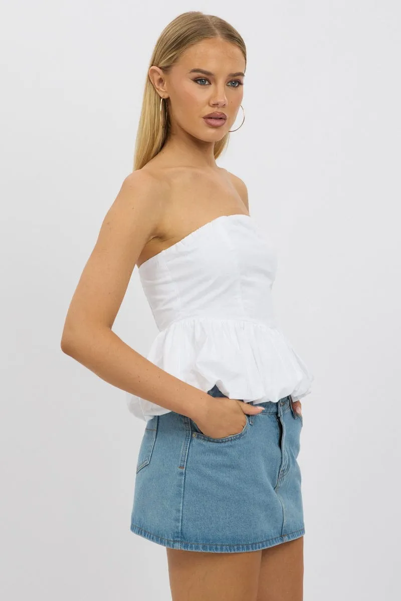 White Bubble Bandeau Top Strapless sold by Ally Fashion product image thumbnail 4