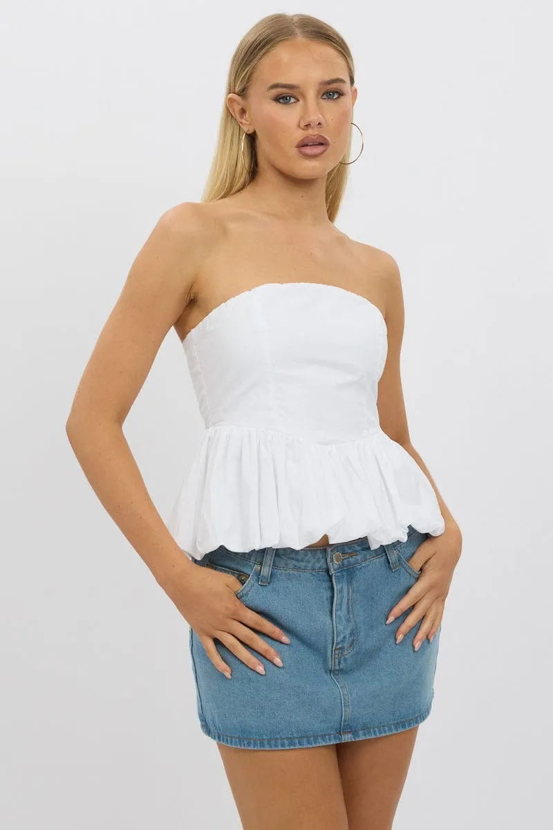 White Bubble Bandeau Top Strapless sold by Ally Fashion