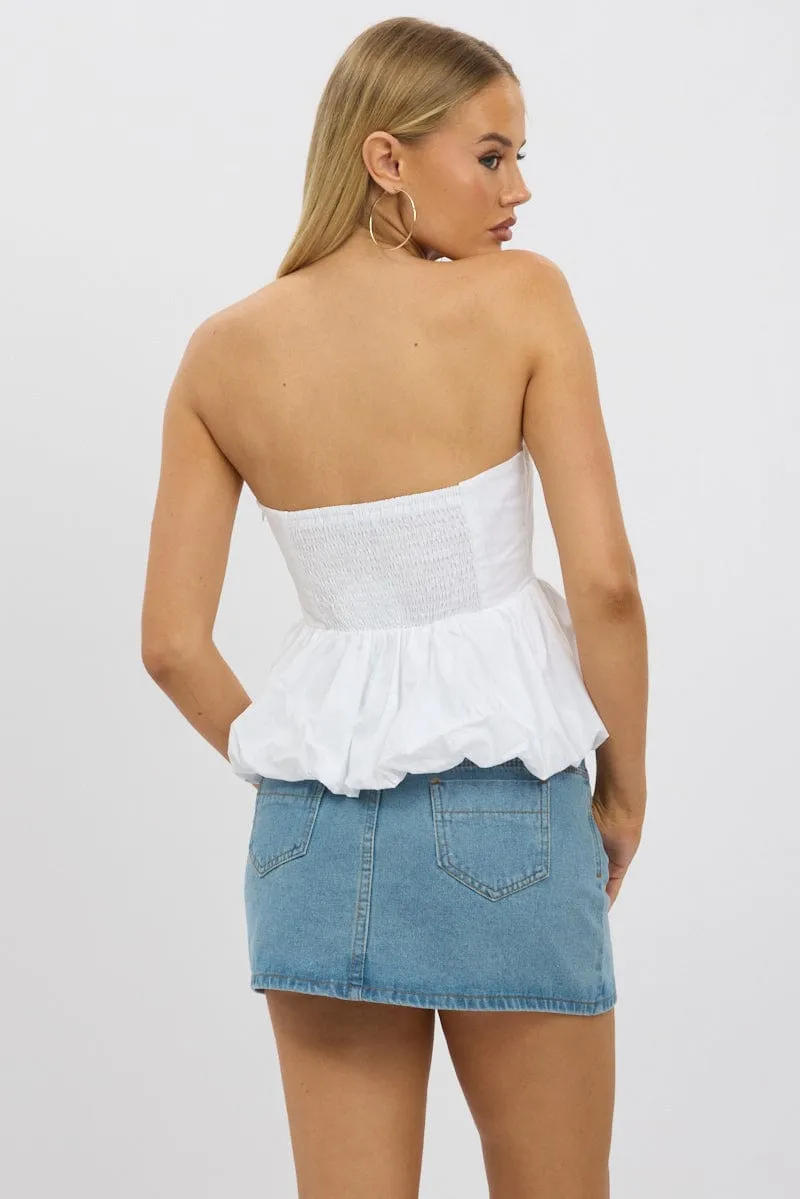 White Bubble Bandeau Top Strapless sold by Ally Fashion product image thumbnail 5