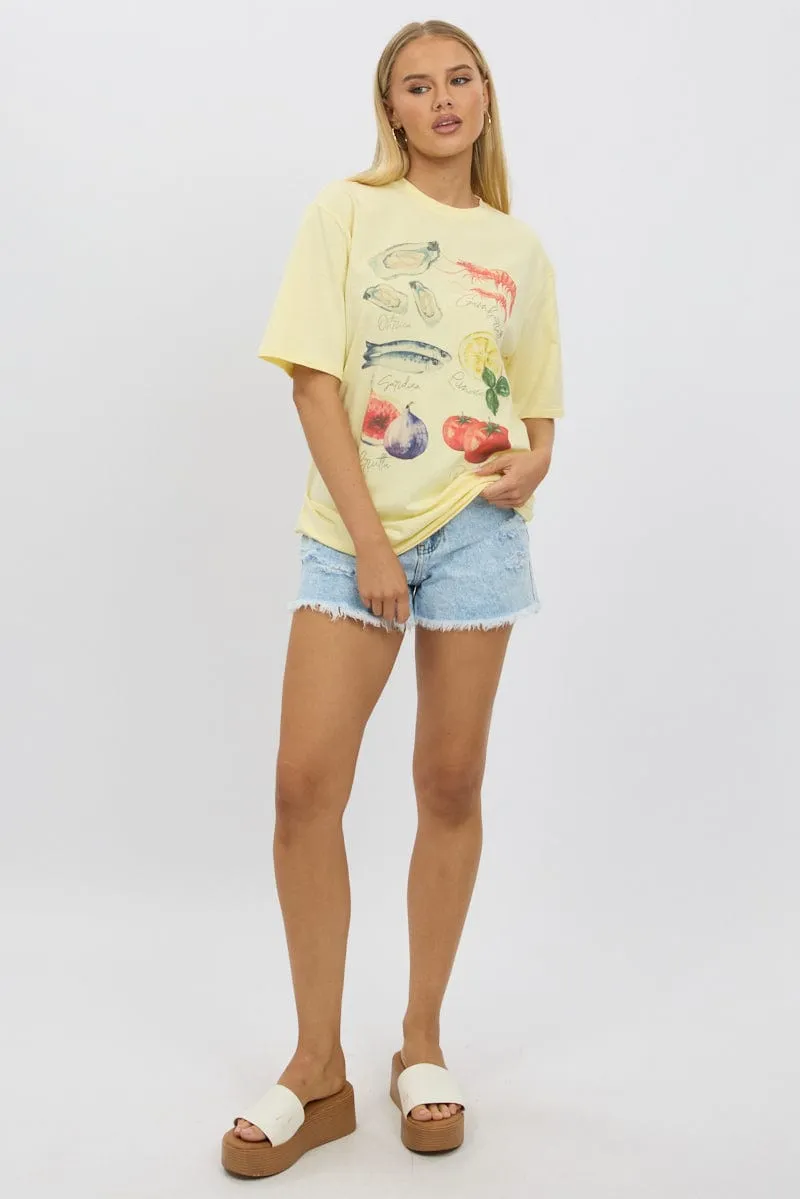 Yellow Graphic Tee Short Sleeve sold by Ally Fashion product image thumbnail 2