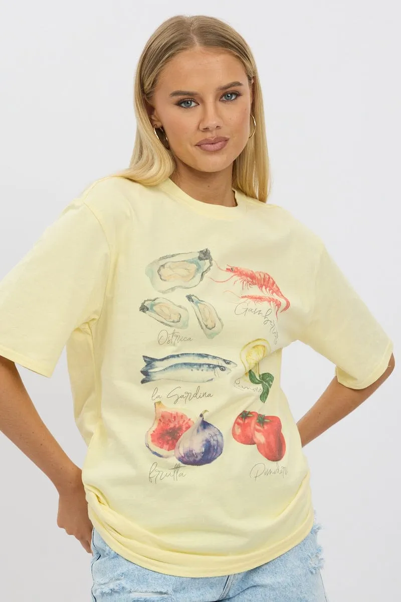 Yellow Graphic Tee Short Sleeve sold by Ally Fashion product image thumbnail 3