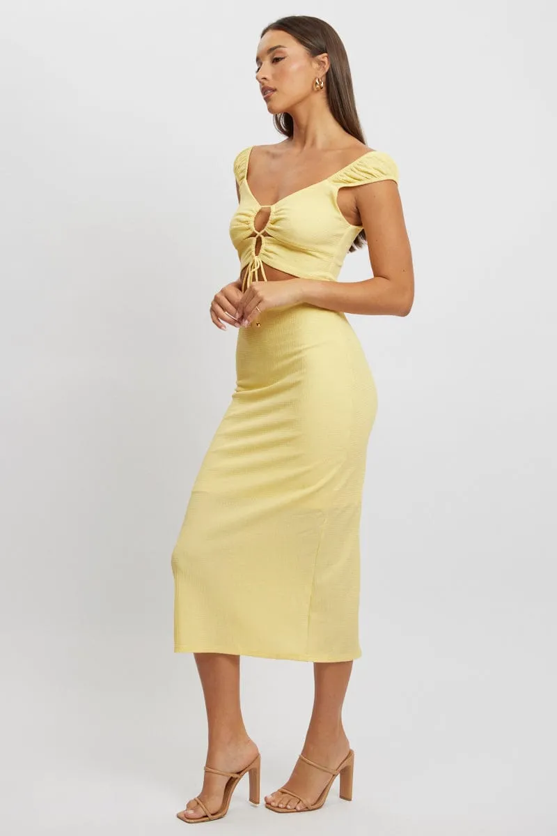 Yellow Bodycon Dress Textured Midi sold by Ally Fashion product image thumbnail 2