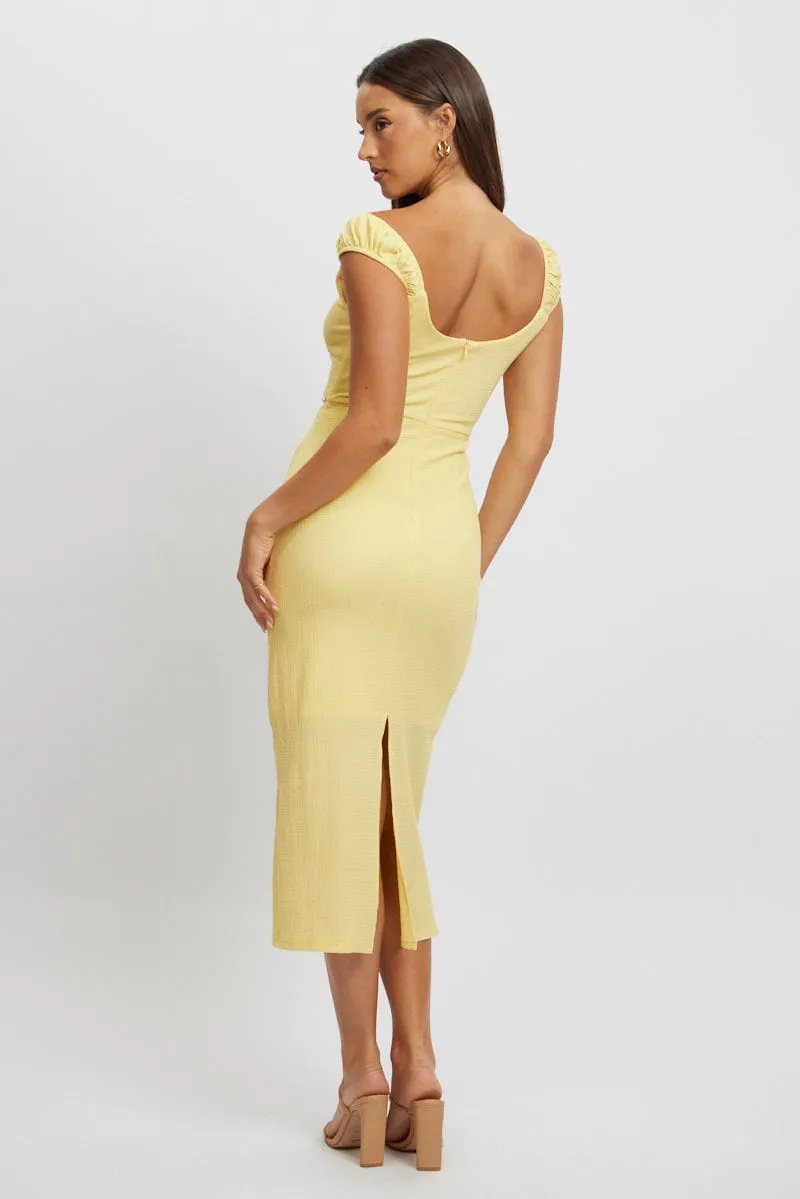 Yellow Bodycon Dress Textured Midi sold by Ally Fashion product image thumbnail 3