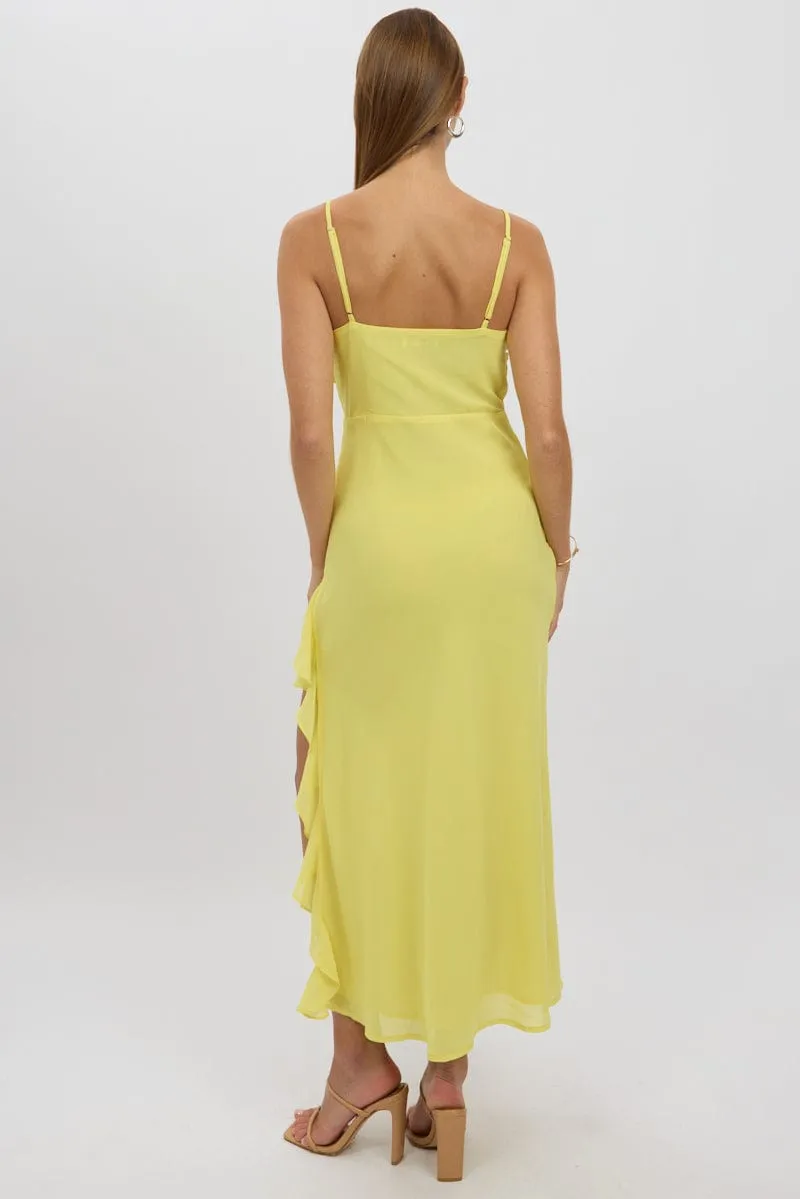 Yellow Bodycon Dress Maxi Ruffle Slit Chiffon sold by Ally Fashion product image thumbnail 5