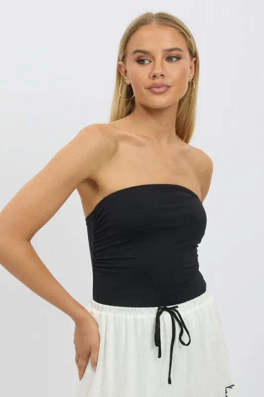 Black Supersoft Bandeau bodysuit sold by Ally Fashion