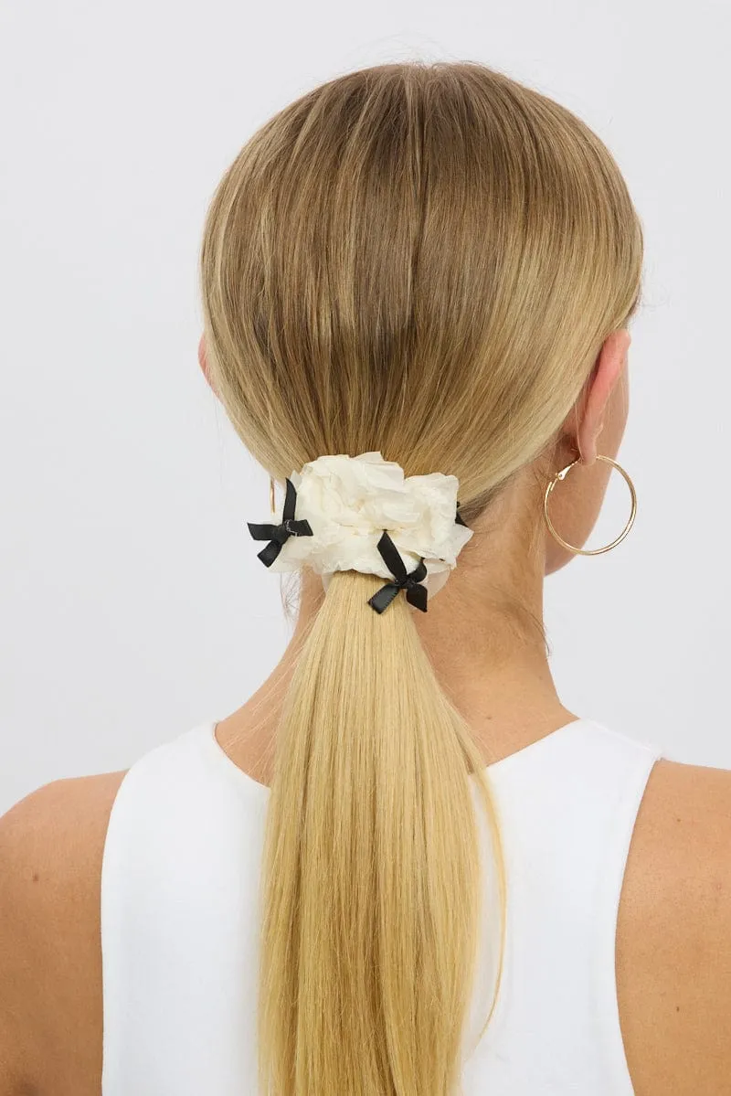 White Bow Detail Scrunchies sold by Ally Fashion