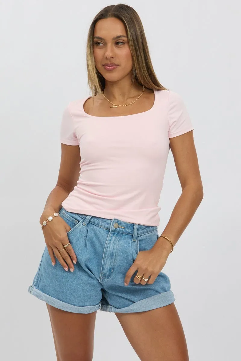 Pink Supersoft Top Short Sleeve sold by Ally Fashion