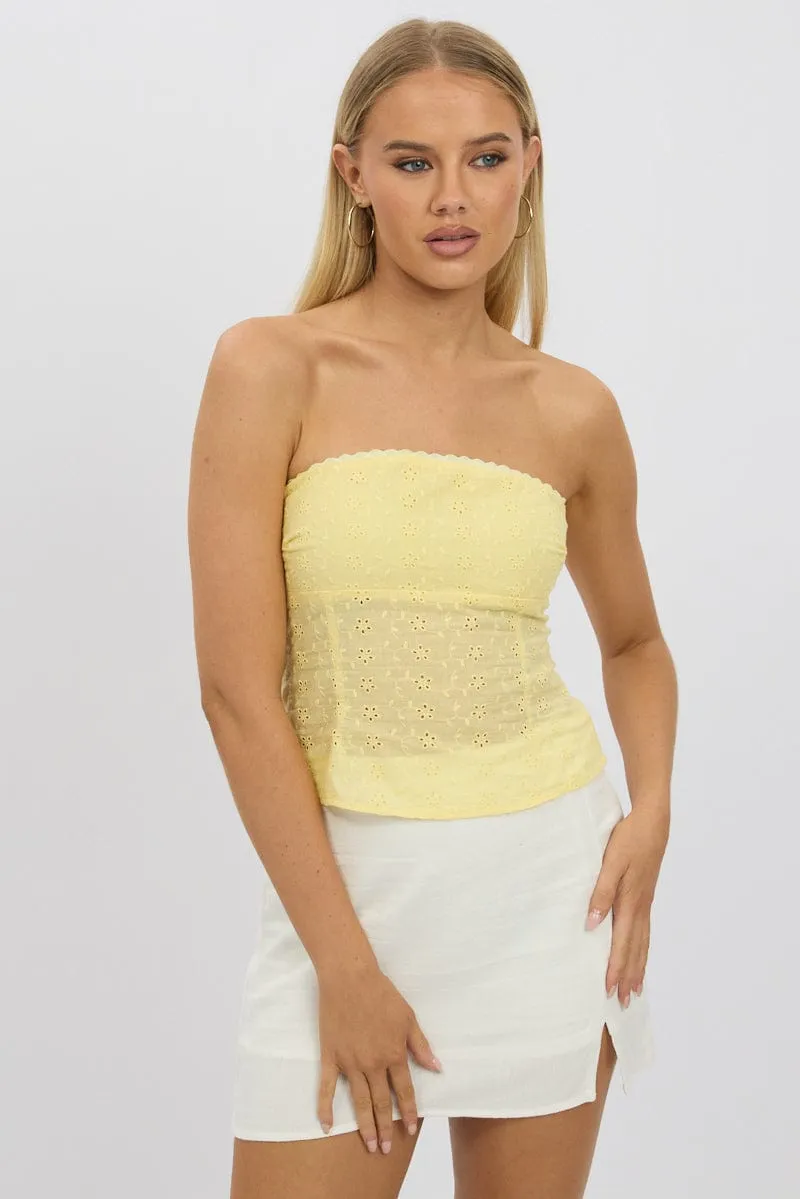 Yellow Broderie Boob Tube sold by Ally Fashion product image thumbnail 3