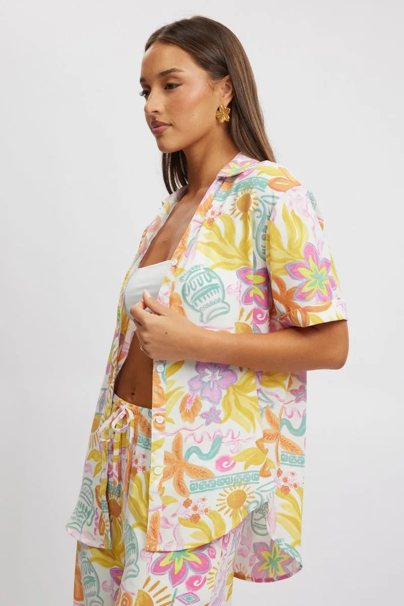 Multi Abstract Relaxed Shirt Short Sleeve sold by Ally Fashion product image thumbnail 3