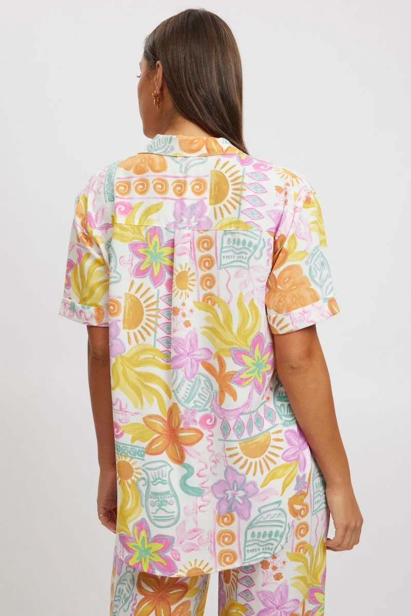 Multi Abstract Relaxed Shirt Short Sleeve sold by Ally Fashion product image thumbnail 4