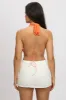 Orange Halter Top Sleeveless Loop Design Open Back sold by Ally Fashion