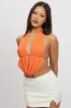 Orange Halter Top Sleeveless Loop Design Open Back sold by Ally Fashion
