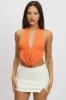Orange Halter Top Sleeveless Loop Design Open Back sold by Ally Fashion