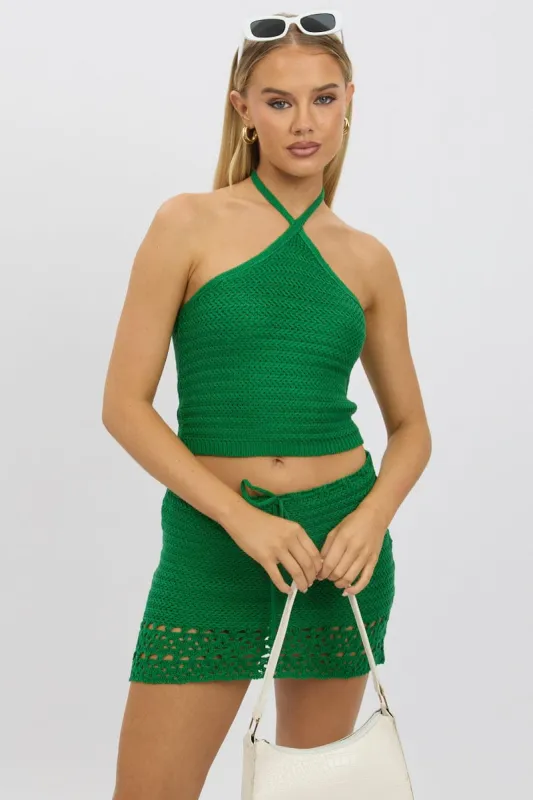 Green Knit Top Halter Neck sold by Ally Fashion