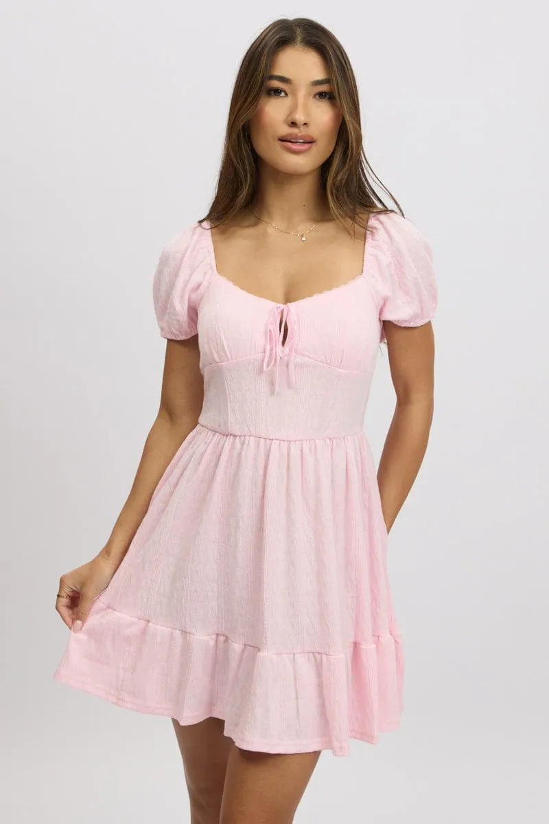 Pink Fit And Flare Dress Mini Lace sold by Ally Fashion product image thumbnail 3