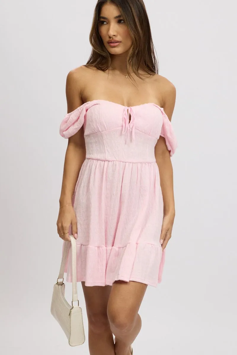 Pink Fit And Flare Dress Mini Lace sold by Ally Fashion