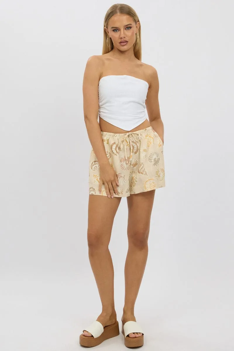 Beige Abstract Shorts Mid Rise sold by Ally Fashion