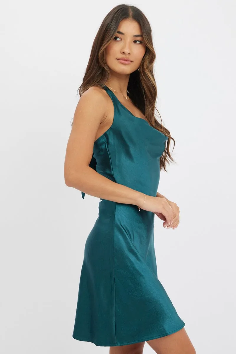 Green Mini Dress Cowl Neck Satin sold by Ally Fashion product image thumbnail 4