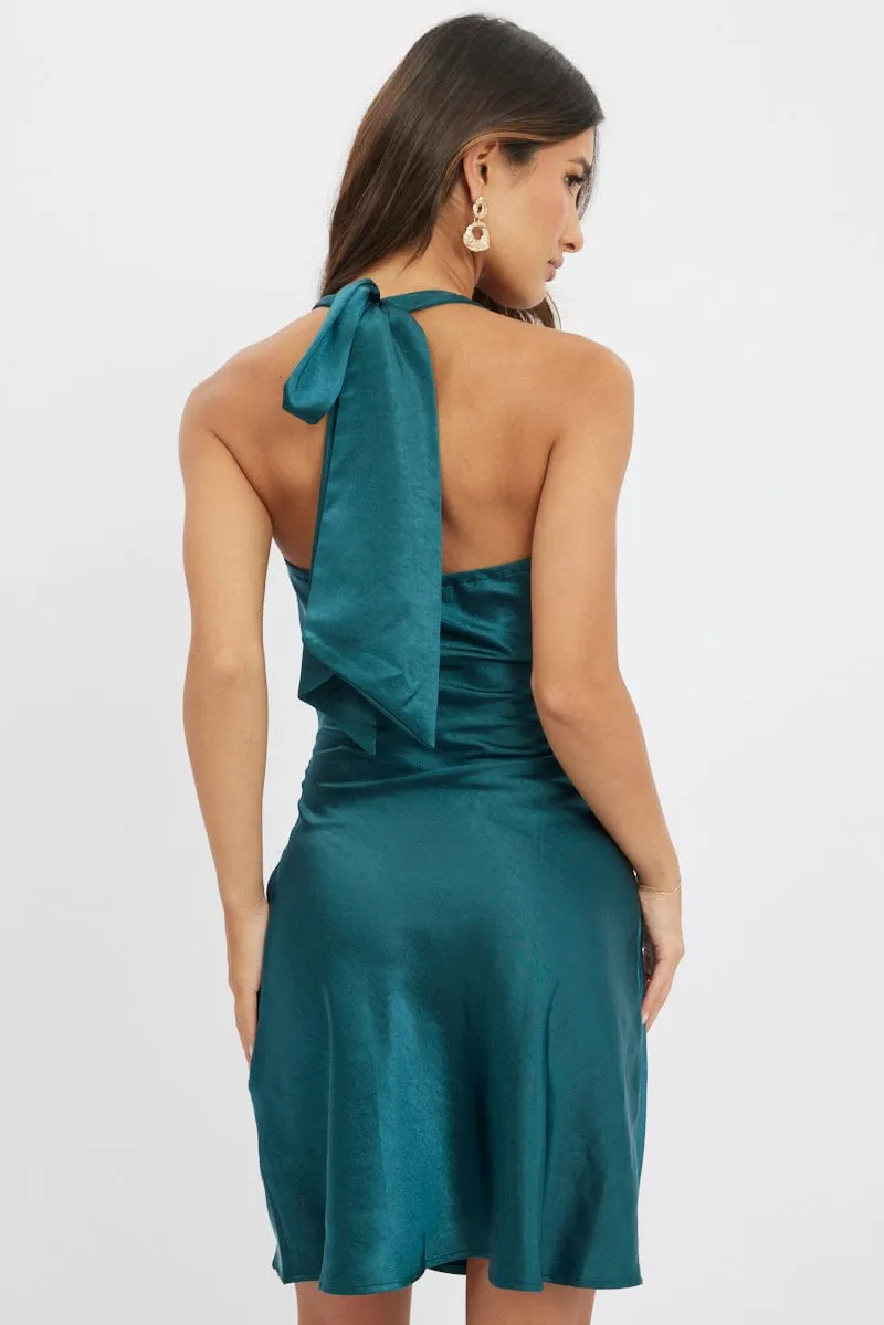 Green Mini Dress Cowl Neck Satin sold by Ally Fashion product image thumbnail 5
