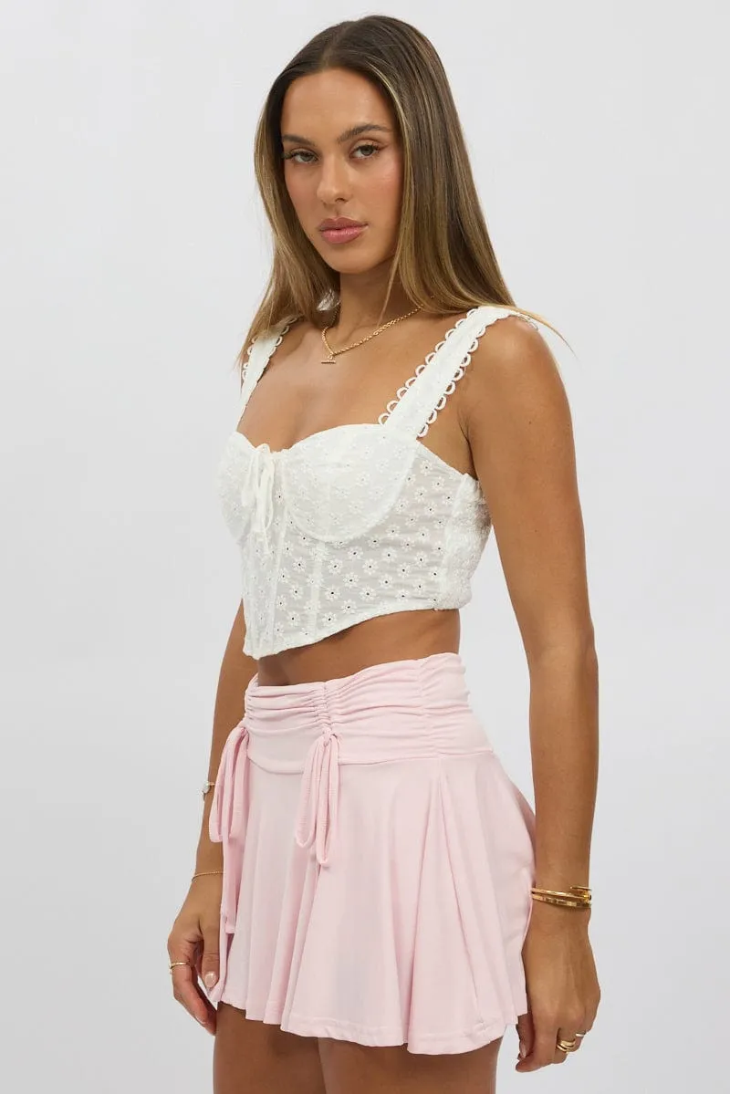 White Crop Top Sleeveless Corset Broderie sold by Ally Fashion product image thumbnail 4