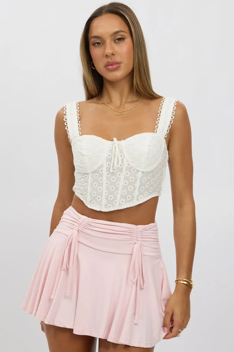 White Crop Top Sleeveless Corset Broderie sold by Ally Fashion