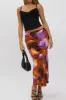 Multi Abstract Slip Skirt High Rise Elastic Waist Maxi sold by Ally Fashion
