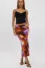 Multi Abstract Slip Skirt High Rise Elastic Waist Maxi sold by Ally Fashion