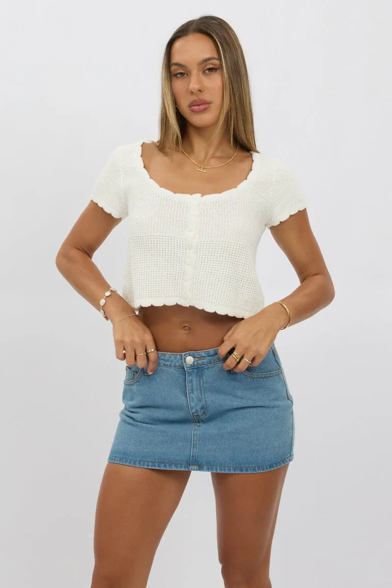 White Crochet Knit Cardigan Short Sleeve sold by Ally Fashion product image thumbnail 3