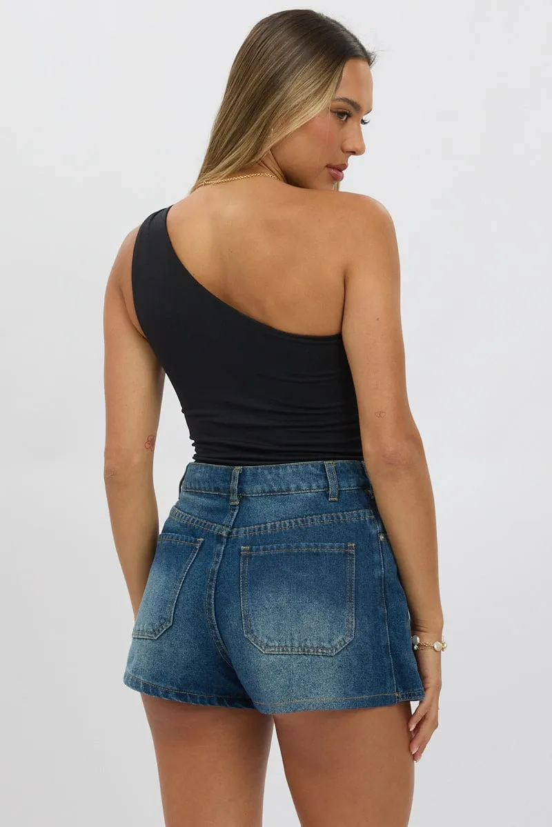 Black Bodysuit One Shoulder Supersoft sold by Ally Fashion product image thumbnail 4