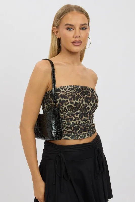 Brown Animal Print Boob Tube Top Mesh sold by Ally Fashion
