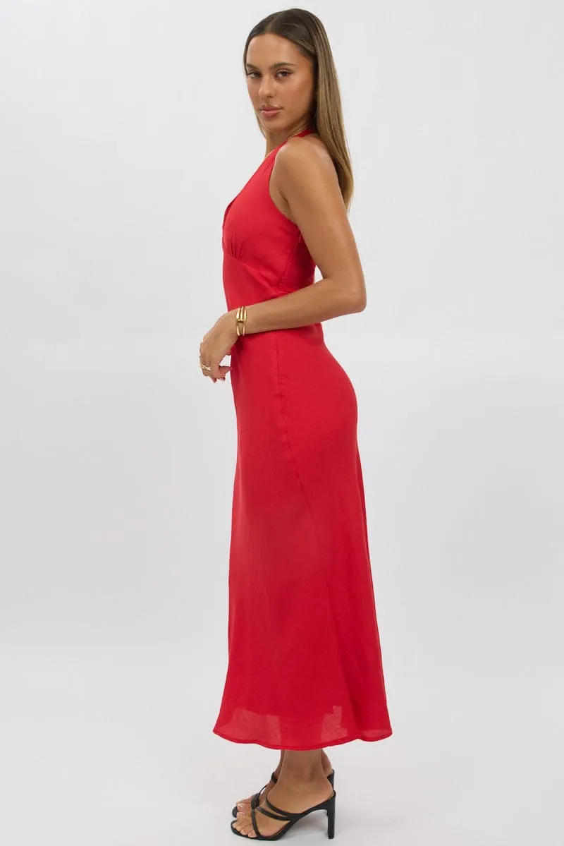 Red Halter Neck Dress Midi sold by Ally Fashion product image thumbnail 4