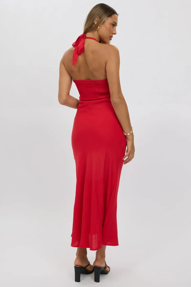 Red Halter Neck Dress Midi sold by Ally Fashion product image thumbnail 5