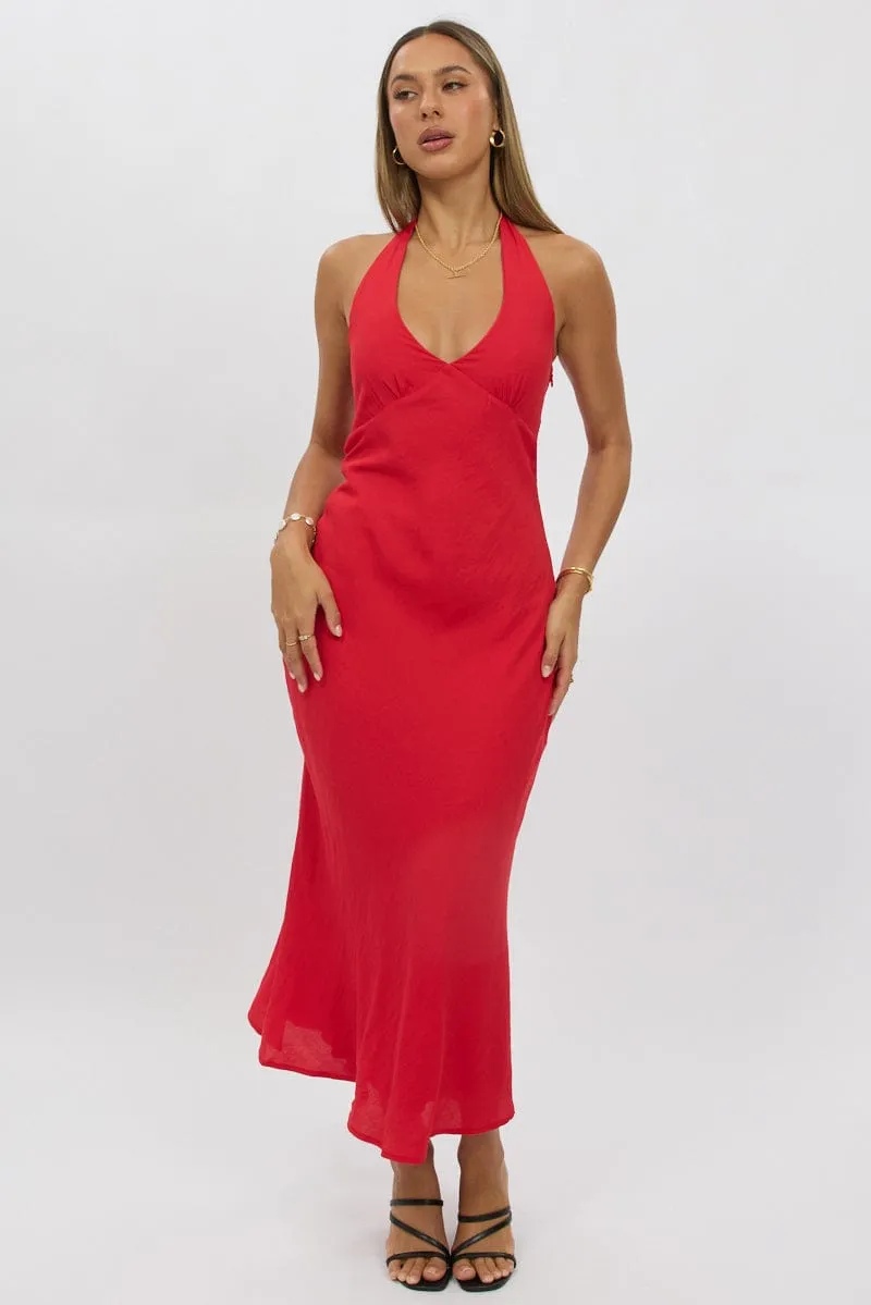 Red Halter Neck Dress Midi sold by Ally Fashion product image thumbnail 2