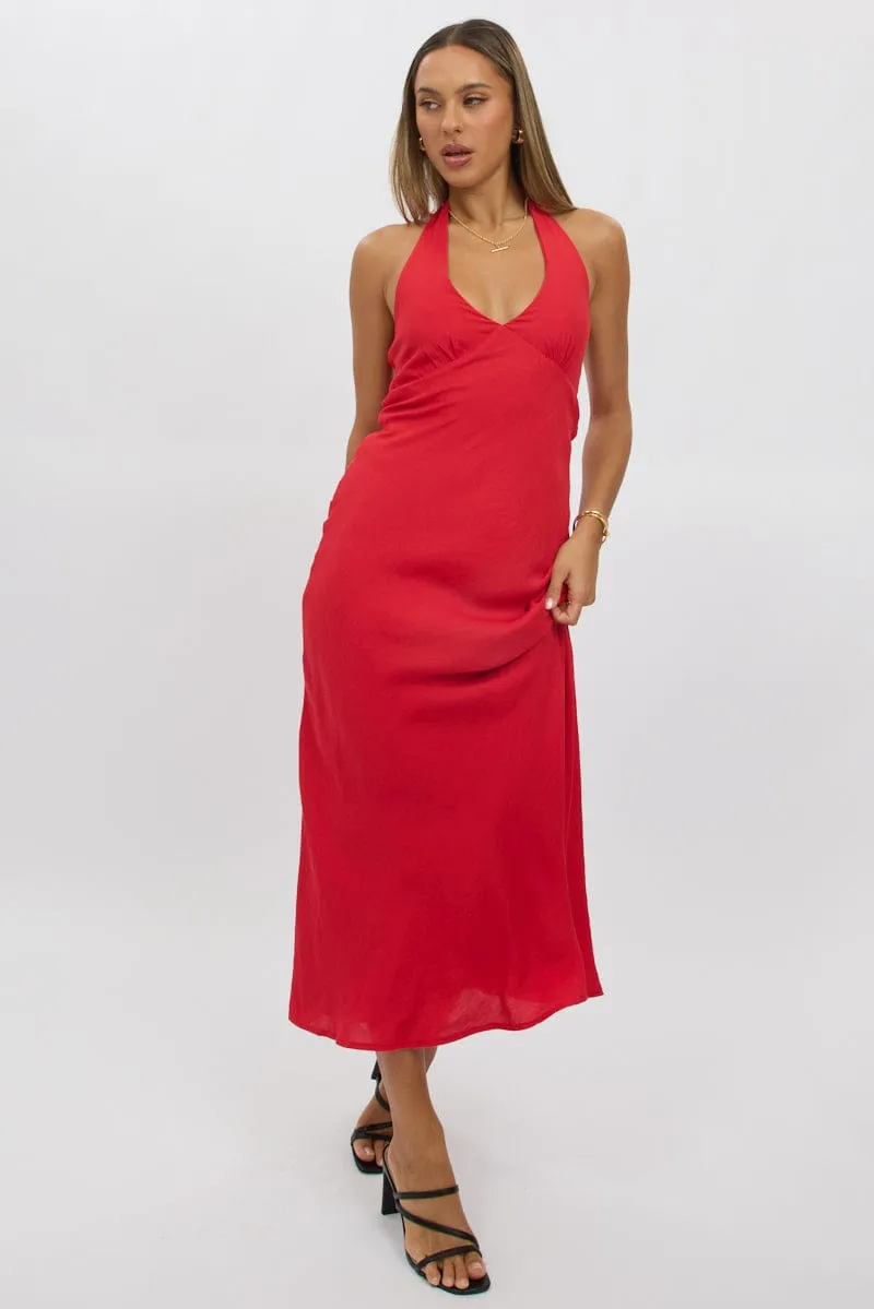 Red Halter Neck Dress Midi sold by Ally Fashion product image thumbnail 3