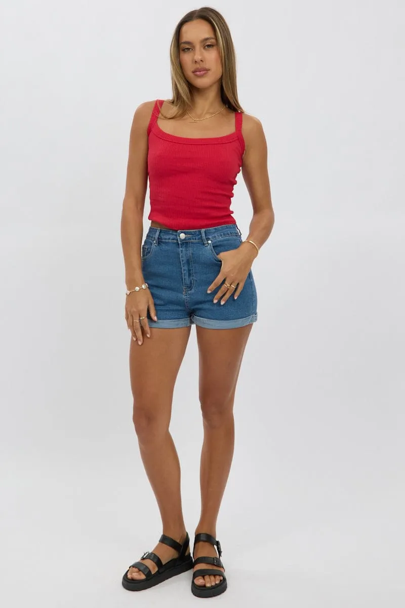 Red Singlet Scoop Neck Rib sold by Ally Fashion product image thumbnail 2
