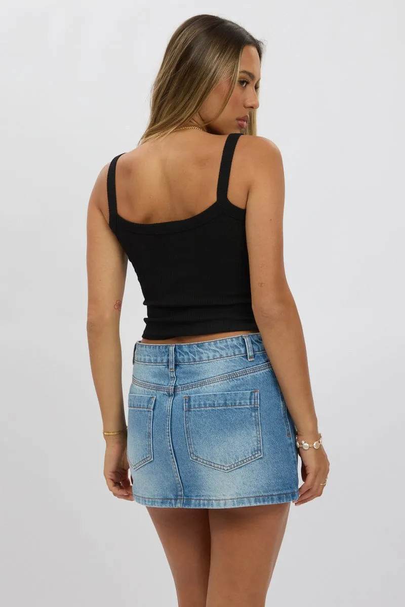 Black Singlet Scoop Neck Rib sold by Ally Fashion product image thumbnail 5