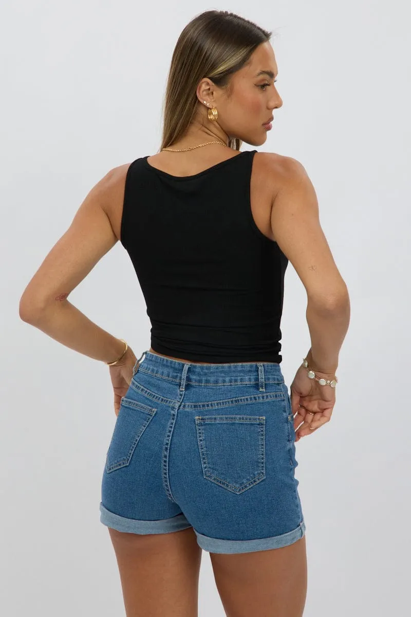 Black Boat Neck Tank Top Rib sold by Ally Fashion product image thumbnail 5