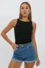 Black Boat Neck Tank Top Rib sold by Ally Fashion