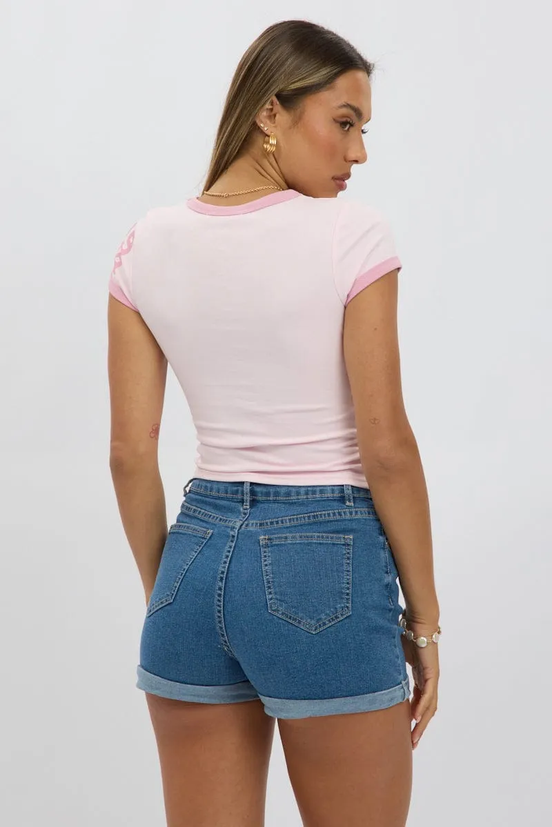 Pink Graphic Tee Short Sleeve sold by Ally Fashion product image thumbnail 5