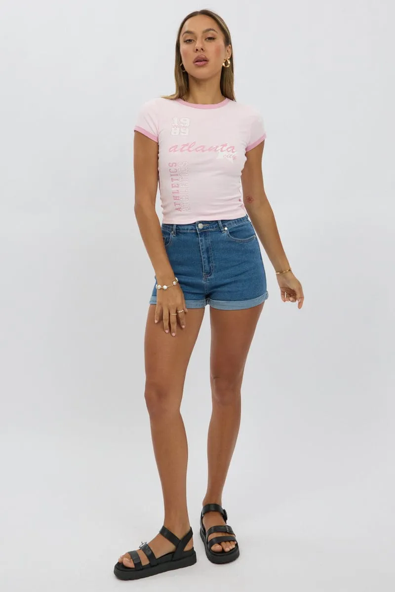 Pink Graphic Tee Short Sleeve sold by Ally Fashion product image thumbnail 2