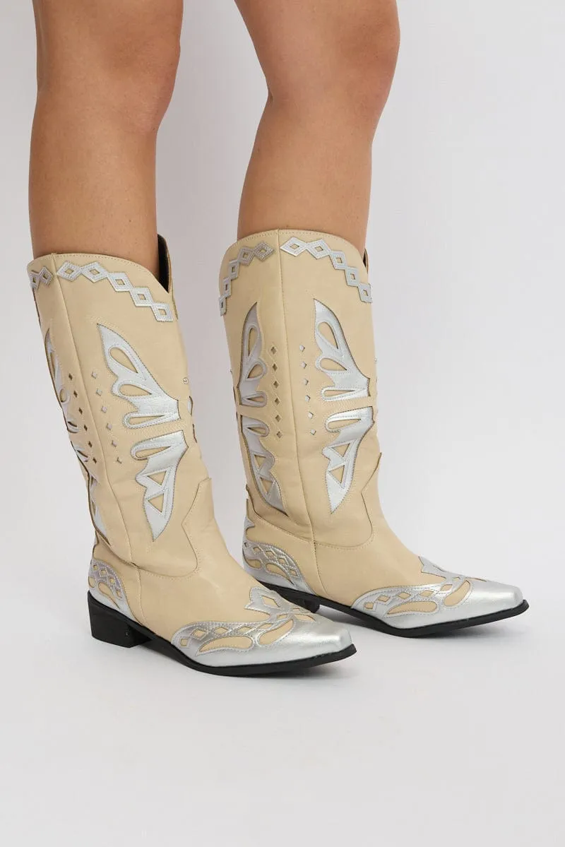 White Western Cowboy Boots sold by Ally Fashion