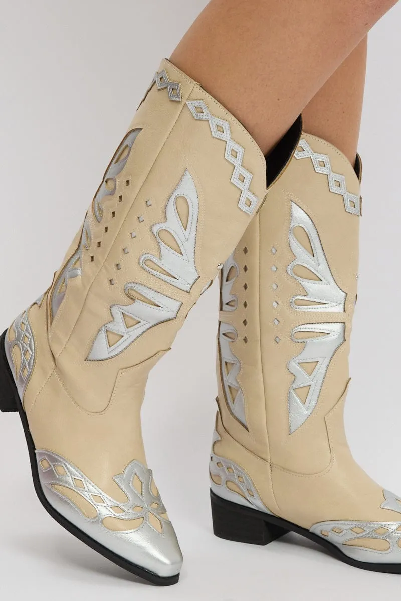 White Western Cowboy Boots sold by Ally Fashion product image thumbnail 2
