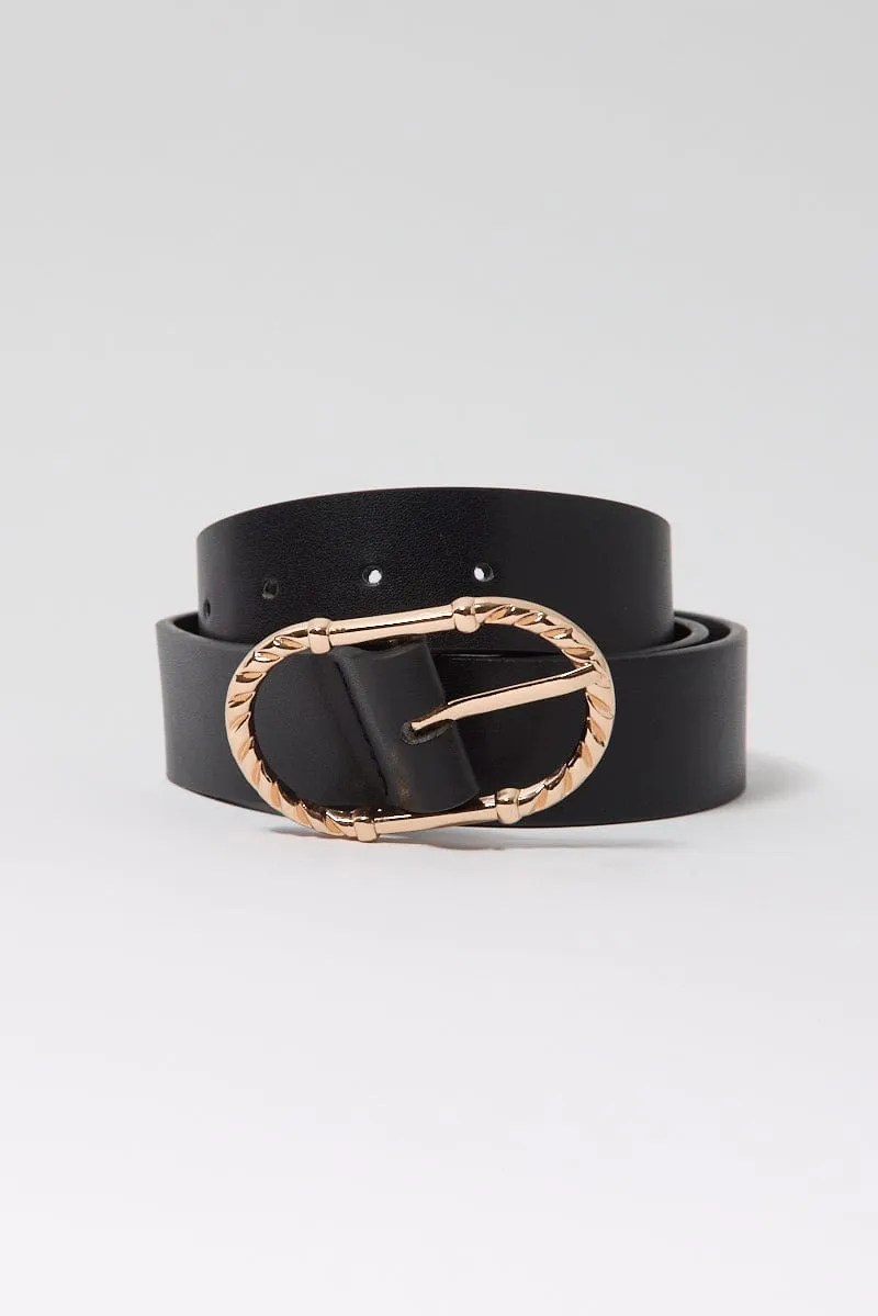 Gold Cable Detail Oval Buckle Belt sold by Ally Fashion