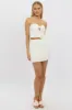 White Mini Skirt High Rise Split Linen Blend sold by Ally Fashion