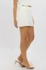 White Mini Skirt High Rise Split Linen Blend sold by Ally Fashion