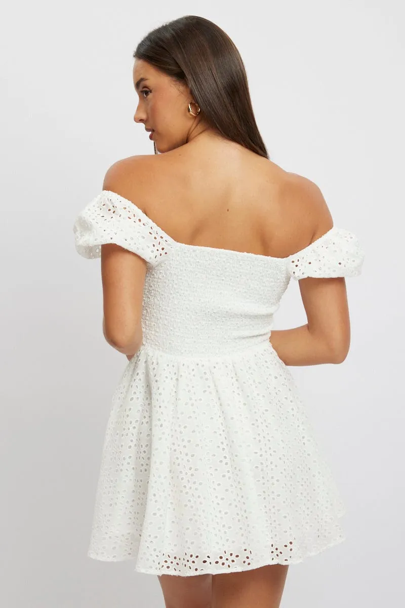 White Fit And Flare Dress Mini Eyelet Fabric sold by Ally Fashion product image thumbnail 5