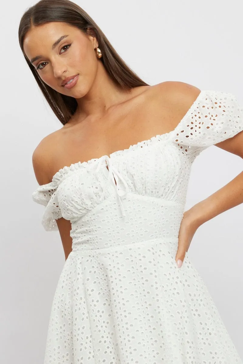 White Fit And Flare Dress Mini Eyelet Fabric sold by Ally Fashion product image thumbnail 3